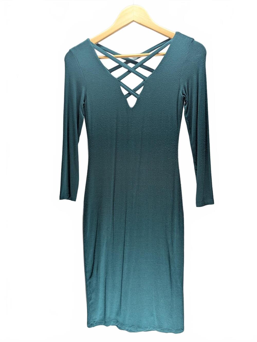 Popular Basics Women's Teal Green Long Sleeve Bodycon Dress,